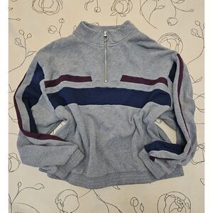 Victoria's Secret Pink 1/4 Zip Pullover Sweatshirt Cropped Size Large Stripe